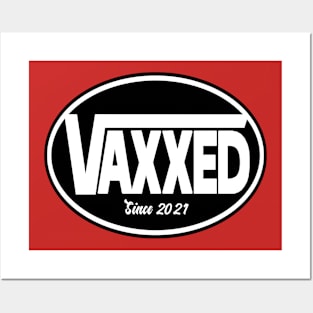 Vaxxed Black Circle Parody Design Posters and Art